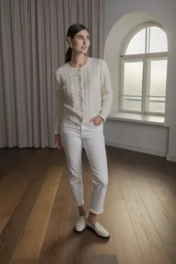 Vivianna palmikkoneuletakki, cream