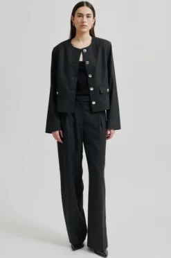 Wake lyhyt bleiseri, dark grey melange