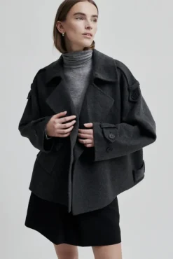 Walance lyhyt villakangastakki, dark grey melange