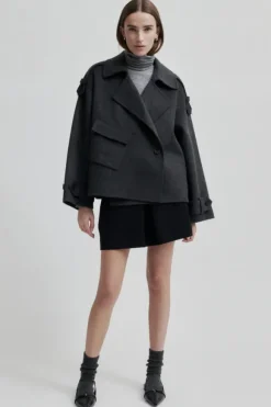 Walance lyhyt villakangastakki, dark grey melange